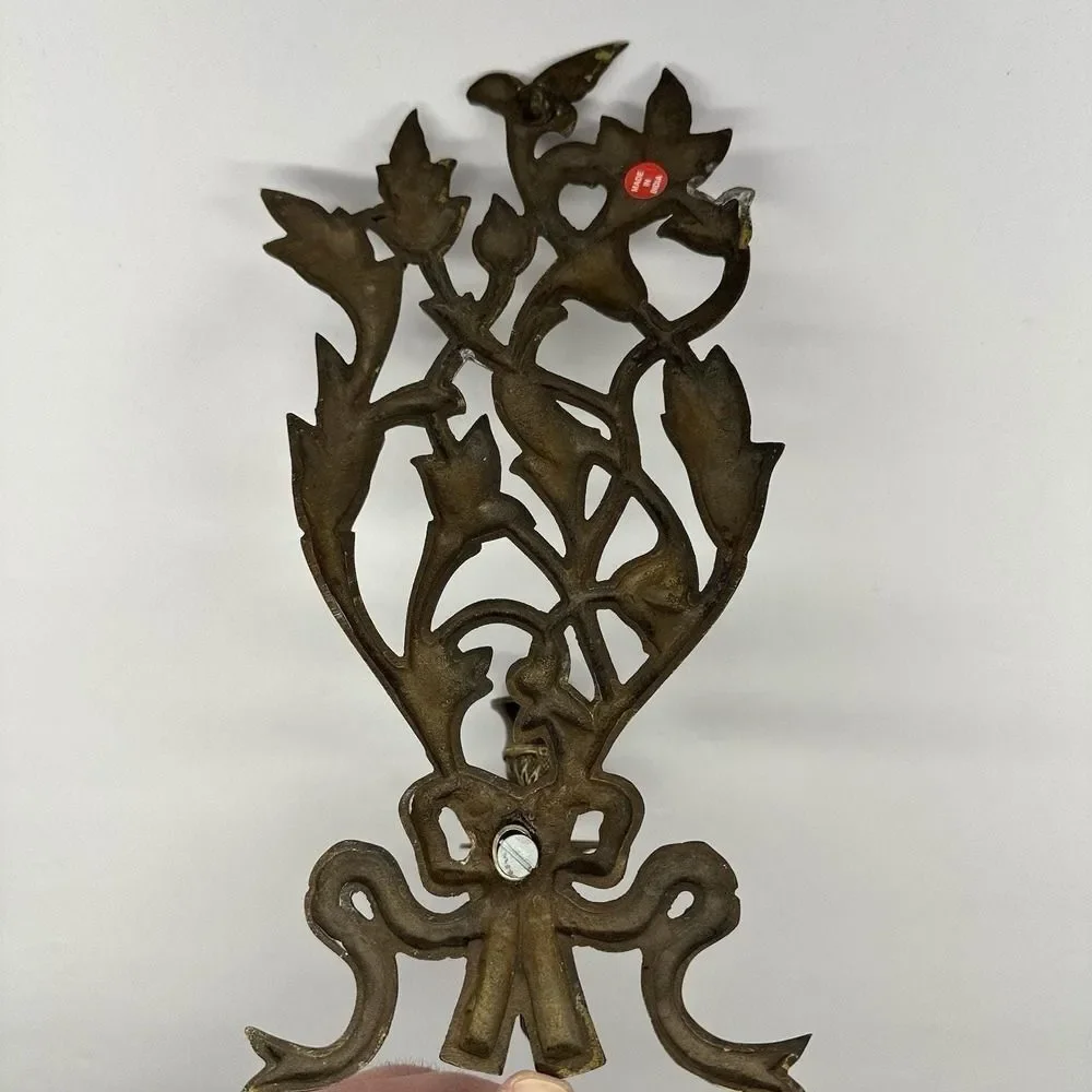 Brass Hollywood Regency Wall Sconce Leaf & Bow Vintage 5 X12 Solid Brass MCM